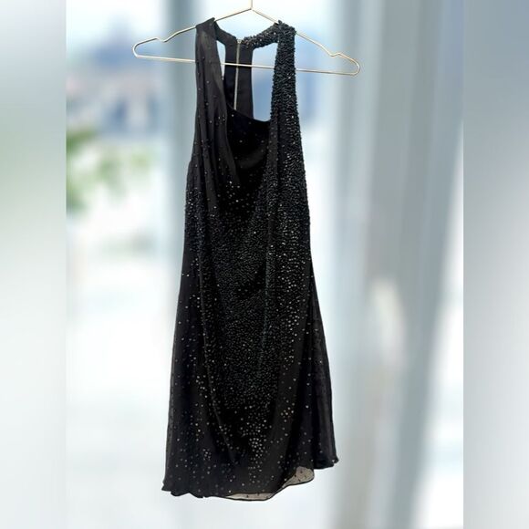 🔥🔥 Helmut Lang GRANULE 100% Silk Embellished Leather Sequin Dress Size 6 - Picture 16 of 16